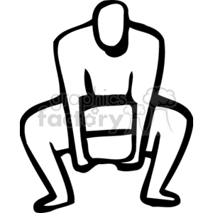 A simple clipart image of a person squatting and lifting a stack of books.