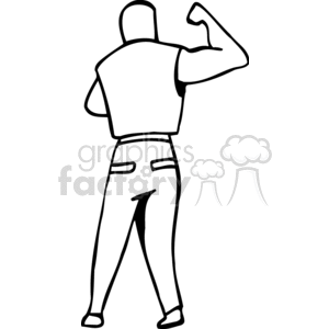 Illustration of a person flexing their arm, viewed from behind.