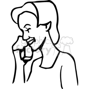 Clipart image of a woman talking on the phone, depicted in a simple line art style.