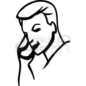 Line art of a man talking on the phone.