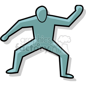 A cartoon silhouette of a person in a playful dancing pose.