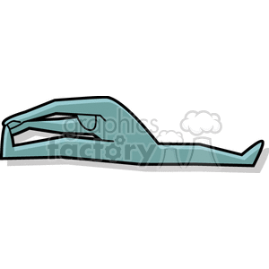 Silhouette of a person lying down in a stretching yoga pose.