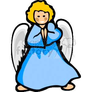 A White Winged Angel with Orange Hair Praying