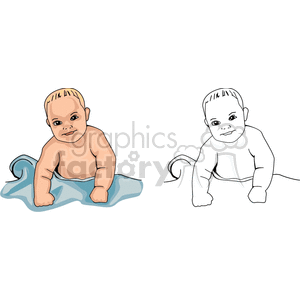 Crawling Baby - Color and Outline Versions