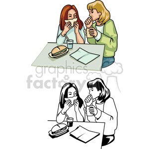 Two girls eating lunch