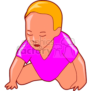 Clipart image of a baby crawling wearing a pink outfit.