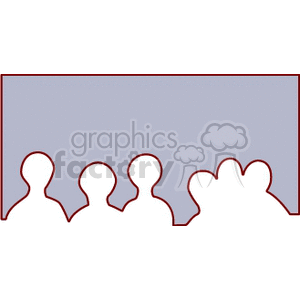 Silhouette of a group of people in a meeting or conference setting, watching or listening.