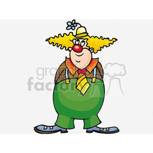 A Silly Plump Clown Looking Fishy wearing a Yellow Hat with a Flower
