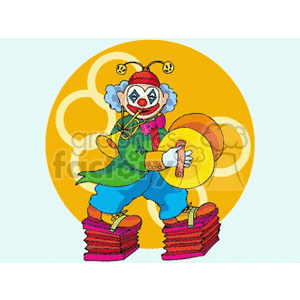 A Clown Walking on Accordions Blowing on a Horn and Banging on some Symbols