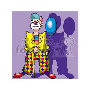 Colorful Circus Clown with Balloon