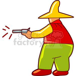 Cartoon Cowboy with Pistol