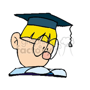 A cartoon boy wearing a graduation cap and glasses, representing education and achievement.