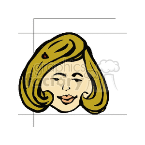 Cartoon Girl Face with Blonde Hair