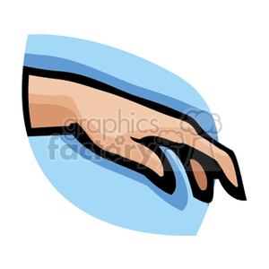 Clipart image of a single hand with a blue background.