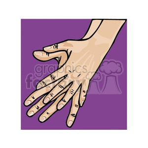 An illustration of two hands overlapping against a purple background.