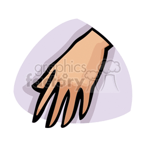 Clipart image of a human hand with a stylized design.