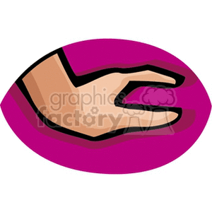 Cartoon illustration of a hand against a purple background.