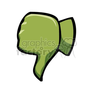 A green cartoon hand showing a thumbs down gesture.