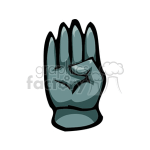 A clipart image of a raised hand with fingers together, resembling a stop or gesture symbol.