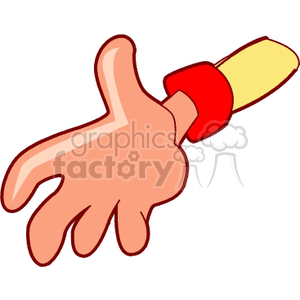 A cartoon hand with an extended arm, designed in a playful clipart style.