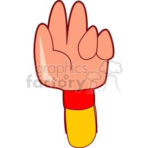 Illustration of a cartoon hand making a gesture with folded fingers and a yellow cuff.