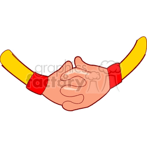 Illustration of two cartoon-style hands shaking, symbolizing agreement and cooperation.