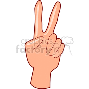 A clipart image showing a hand making the peace sign.