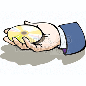 A clipart image of a hand holding a CD.