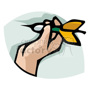 Clipart image of a hand holding a dart.