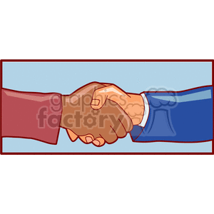 Illustration of a handshake between two people, symbolizing agreement or partnership.