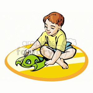 Little boy playing with a spaceship