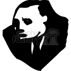 Silhouette of a man's face in black and white clipart style.