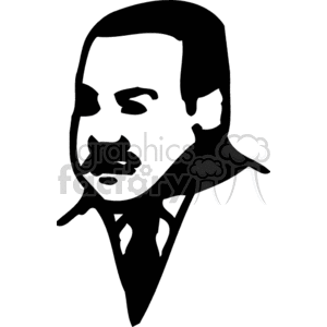 Black and white clipart image of a man's face with a mustache.