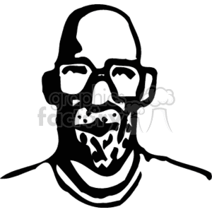 Black and white clipart image of a bearded man wearing glasses.