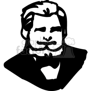 Black and white clipart of a man with facial hair wearing a suit.