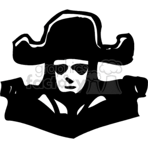 Clipart image of a stylized pirate with a tricorn hat.