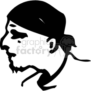 Silhouette of a man wearing a bandana.