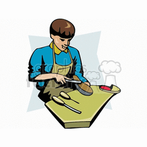 Cartoon man repairing shoes 