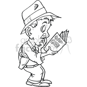   The clipart image shows a cartoon of a private investigator or detective. He