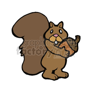 cartoon squirrel holding an acorn