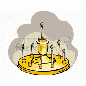 Religious Candle Holder with Lit Candles