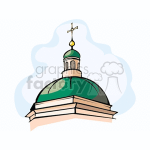 Clipart of a church dome with a Christian cross on top.