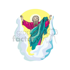 Divine Religious Figure in Heavenly Clouds