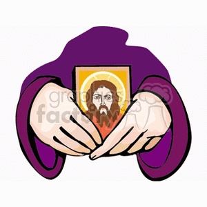 Praying Hands Holding Jesus Icon