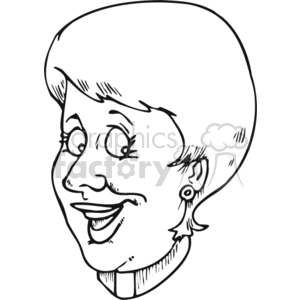 The clipart image depicts a smiling cartoon face of a person with short hair, wearing earrings, and what appears to be a clergy collar. This type of collar is often associated with Christian clergy attire.