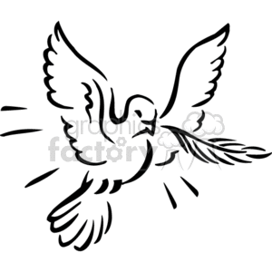 The clipart image features a stylized dove in mid-flight with its wings spread wide and rays of light emanating from behind it, suggesting a sense of divinity or Holy Spirit, often associated with Christian symbolism.