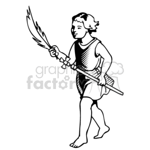   The clipart image shows a young child dressed in ancient attire, holding what appears to be a palm frond in one hand and carrying a staff in the other. The child