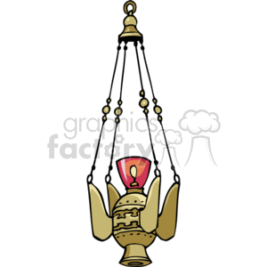 The clipart image depicts a hanging sanctuary lamp, commonly seen in Christian churches, particularly Catholic and Orthodox traditions. The lamp typically indicates the presence of the Blessed Sacrament within the tabernacle.