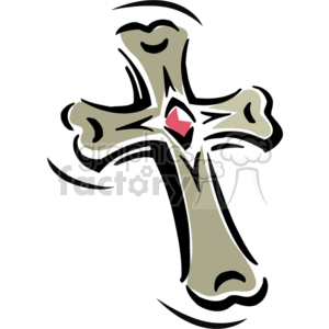 Abstract Christian Cross Illustration with Central Gem