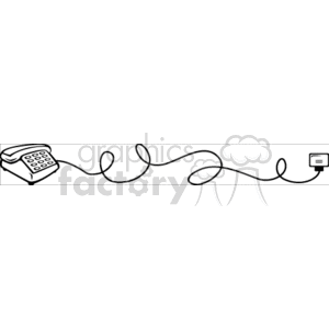 The clipart image features a stylized representation of a traditional landline telephone with a cord that loops and curls before connecting to a wall socket. 